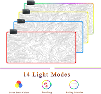 Tapis de souris de jeu LED grand format personnalisé avec contour topographique, RGB XXXL