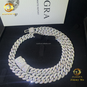 <span class=keywords><strong>Cadena</strong></span> Cubana Miami de Plata de Ley 925 con Incrustaciones de Moissanita VVS1, Certificado GRA, Ancho de 12 mm, Pasa el Test de Diamantes - Product Image 5