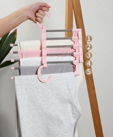 2024 nouvelle mode 5 en 1 porte-pantalons étagères en acier inoxydable cintres multi-fonctionnel garde-robe Offre Spéciale cintre