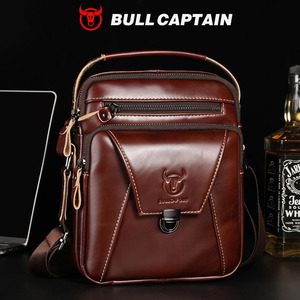 Bolso Bandolera de Cuero Genuino para Hombre, Estilo Retro Vintage, Marca BULLCAPTAIN - Product Image 1