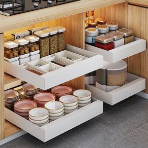 Chinese Supply Kitchen Cabinet Under <b>Shelf</b> Slide Storage Hang Pull Out Cabinet Organizer Extendable Slide Out Drawer for Kitchen - Product Image 5
