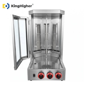 Máquina Comercial de <span class=keywords><strong>Shawarma</strong></span> a Gas con 3 Quemadores, Máquina de Doner Kebab de Acero Inoxidable, Máquina para Hacer Gyros de Pollo con Puerta de Vidrio - Product Image 3