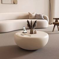 Cremeweißes Rundes Couchtisch-Set mit Katzenpfoten-Design aus FRP Fiberglas, Moderner Minimalistischer Wohnzimmer-Mitteltisch
