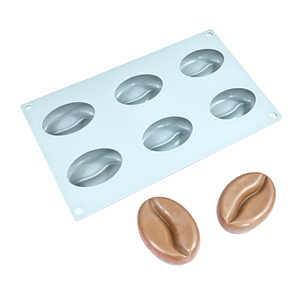 Molde de silicona de 6 cavidades de 8 cm para helados, granizados, postres, chocolate y repostería, con forma de grano de café, antiadherente y de grado alimenticio. - Product Image 6