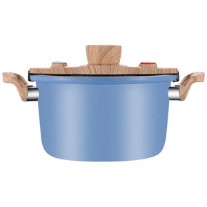 Conjunto de regalo de promoción corporativa multifunción de doble fondo Micro uso doméstico <span class=keywords><strong>olla</strong></span> <span class=keywords><strong>a</strong></span> presión gruesa de grano de madera de aluminio - Product Image 6