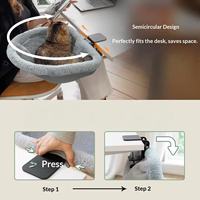En gros, Étagère pour chat moderne pivotante, semi-circulaire, suspendue et pliable, en peluche, à fixer au bureau, gain de place, blanche pour