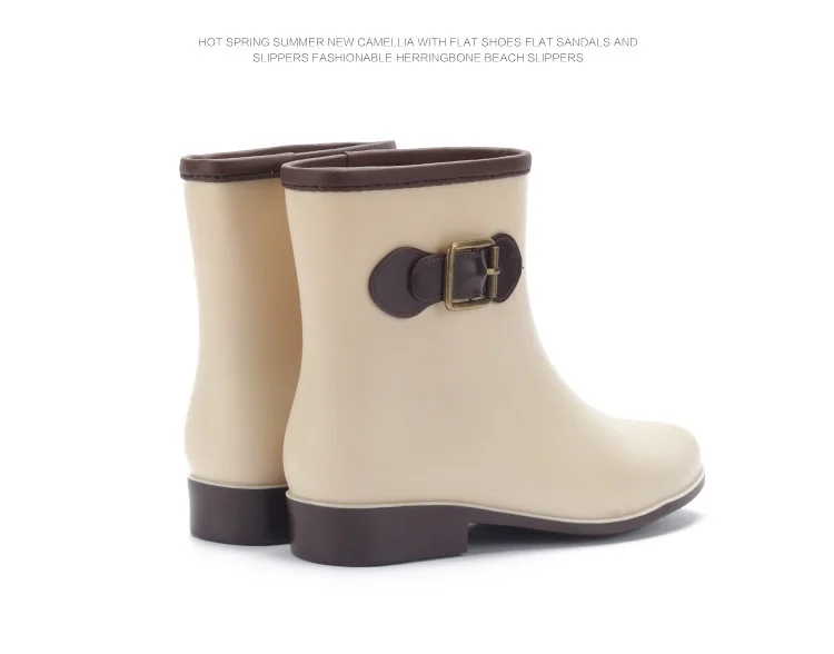 Fashion Daily Rain Boots Women's Korean-style Mid-calf Rain Boots Waterproof Pvc Rubber Shoes