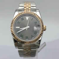 Jam Tangan Mekanik NH35 Baru Desain Sport Dial Romawi Hijau Radish Multi-fungsi Tali Baja Pria Bisnis NH35