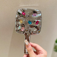 Miroir de poche carré miroir de maquillage cosmétique main ronde Bling Portable en forme de coeur miroir brillant de luxe