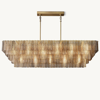 Lustre en verre fumé au design moderne et luxueux américain, décoration intérieure, luminaire suspendu chromé, rectangulaire, lampes suspendues pour salle à manger
