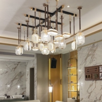 Lampe suspendue moderne, style nordique, en verre matriciel carré, luminaire suspendu de luxe pour hôtel, hall, villa, salon