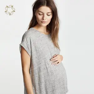 Quần Áo Bà Bầu Cây Gai Dầu Cotton Hữu Cơ Bà Mẹ Áo Thun Bà Bầu Áo Thun Cho Con Bú Áo Thun Cotton Hữu Cơ Bà Bầu