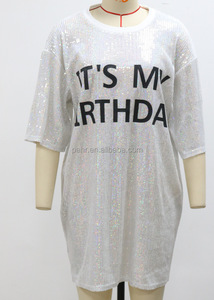 Il mio vestito di compleanno con paillettes Top Sexy a maniche corte in Jersey vestiti di compleanno per donne e donne - Product Image 6