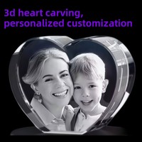 HBL Vente en gros de cristaux transparents en forme de cœur 3D pour gravure photo, vierges, carrés, pour décoration de table DIY au laser
