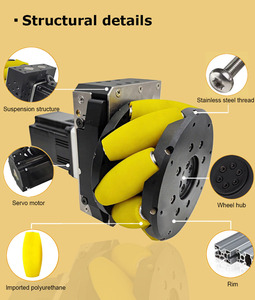 Rueda Mecanum bibo TZBOT Smooth Drive con Sistema de Suspensión, Motor de 200W, Capacidad de Carga de 300kg, Giro de 360 Grados, para Robots Industriales - Product Image 4