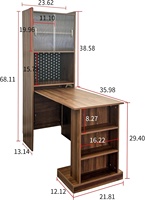 Bureau pliant moderne mural, gain de place, rangement avec étagères, portes coulissantes en verre, compartiments