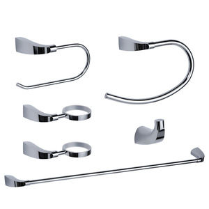 Walter Bath Hardware Set Chrome Wall Mounted Curved Six Piece Towel Rack Towel Ring Toilet Paper Holder Bathroom Accessories - Product Image 1