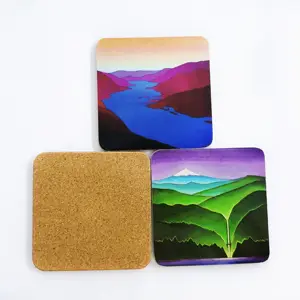 Customized Design Black Sublimation Blank Mdf Print Wood Set Hardboard Cork Coaster Blank