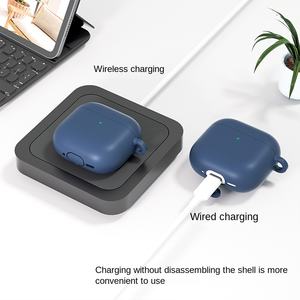 Cover morbida in Silicone per Apple Airpod 4 generazione di auricolari in pura tinta unita custodia spessa per <span class=keywords><strong>Airpods</strong></span> 4 modello 2024 con gancio - Product Image 3