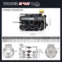 Moteur Super Drift 540 Brushless Rocket-RC THUNDER POWER pour voitures de course RC 1/10 Yokomo Kyosho Touring sur route