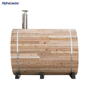 التقاليد ساونا غرف 2-4People في الهواء الطلق برميل خشبي ساونا مع خارج الخشب الموقد - Product Image 5