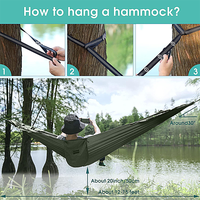 Hamac de camping, hamac portable simple et double avec moustiquaire, tente-hamac pour 2 personnes, idéal pour la randonnée en plein air, la survie et les voyages