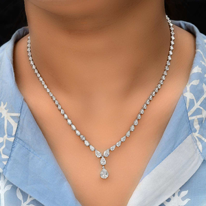 Collar de tenis tipo lariat de plata 925 con moissanita talla gota de agua, elegante joyería nupcial para boda, regalo para amante, estilo de moda - Product Image 3