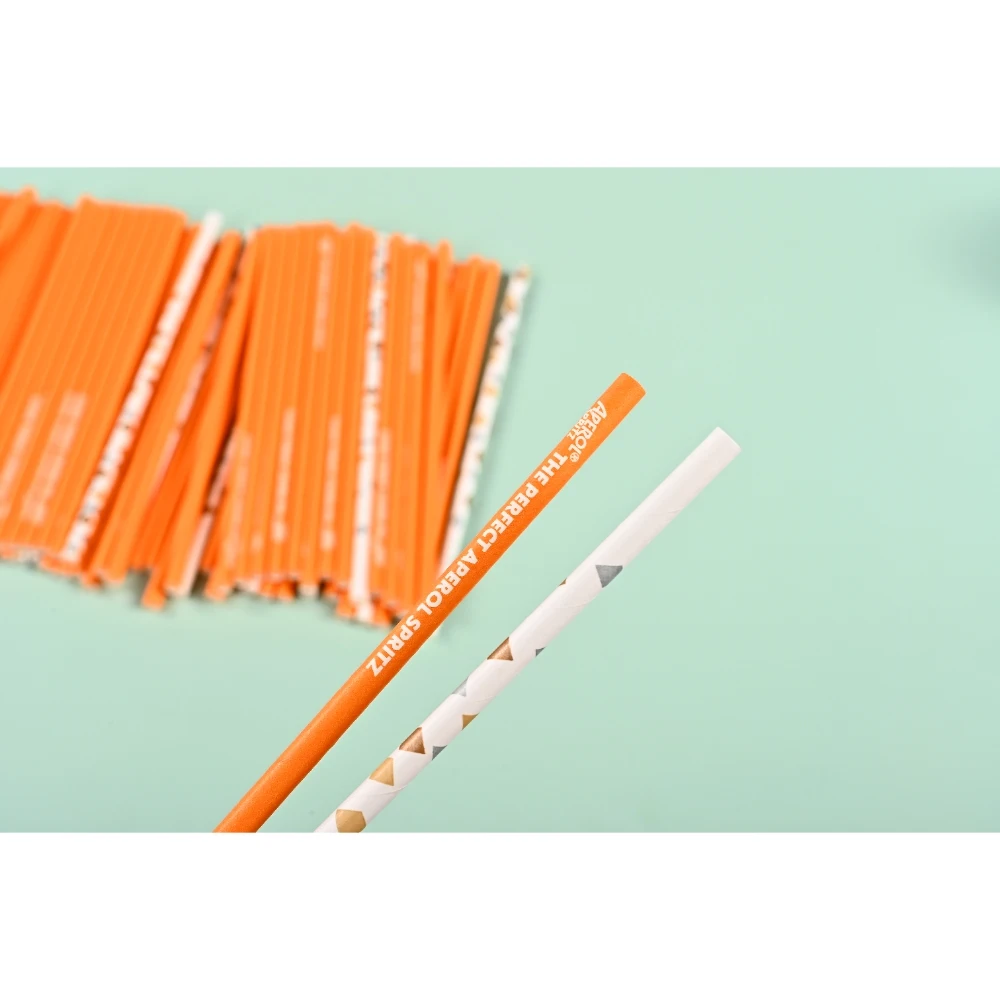 Hot Sale Custom Paper Straws Printed Logo Flower Design Eco Friendly Disposable Sustainable Camping Food Safe Straws