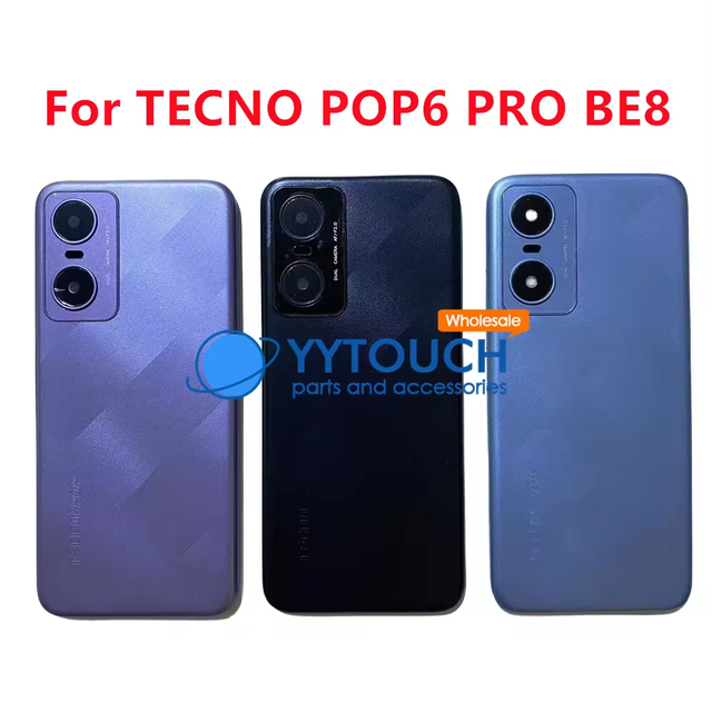For Tecno Pop 6 Pro BE8 Back Battery Cover Rear Panel Door Housing Case Repair Parts