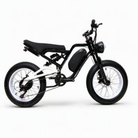 Vélo électrique à pneus larges noir et blanc 20x4.0, 750W 48V 15AH, cadre en acier haute teneur en carbone, 7 vitesses, frein hydraulique, double amortisseur