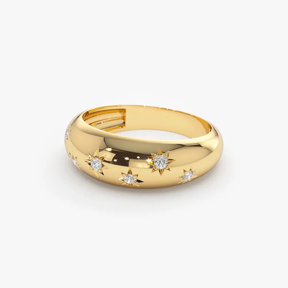 VLOVE anello di fidanzamento Diamond Moissanite bracciale 14k 6MM Dome Star Setting Diamond Ring Jewelri Diamond