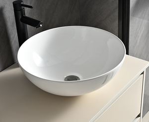 Meuble-lavabo mural moderne avec miroir <span class=keywords><strong>LED</strong></span>, vasque en pierre, durable, résistant à l'eau, écologique, design rectangulaire en bois - Product Image 4