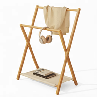 Séchoir à linge pliable sur mesure, Porte-vêtements en bois fait main, Porte-vêtements moderne sur pied, Porte-vêtements minimaliste sur pied