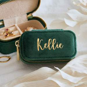 Portable <b>Velvet</b> Jewelry Box Wedding Favors Custom Travel Ring Necklace Organizer Case Anniversary Souvenirs Gift - Product Image 5