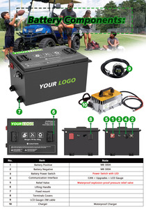 Deep Cycle 72V 48V 36V 105AH 200AH 300AH Lithium LiFePO4 Batterie für elektrische Golf wagen mit Schnell ladegerät - Product Image 5
