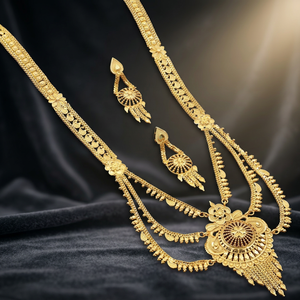 Wholesale 14K 18K 24K Micro Gold Rani Haar Necklaces Set Floral Design <b>Bridal</b> Wedding Jewelry Set Fashion Brass Gold Jewelry Set - Product Image 3
