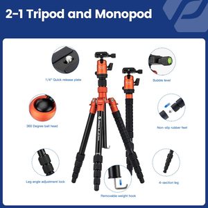 Monopié Desmontable <span class=keywords><strong>Fotopro</strong></span> para Videocámara, Soporta hasta 10 kg/17.63 lb, Trípode de Aluminio <span class=keywords><strong>Fotopro</strong></span> para Cámara DSLR - Product Image 5