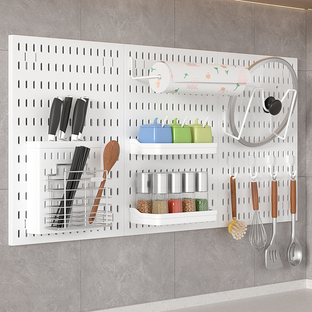 Peg Board Wall Mount Kitchen Tools Hanging Black Desktop Control Pegboard Display Wall Organizer Shelves for Gaming Office