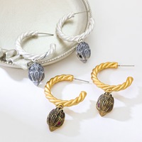Pendientes de Aro en Forma de C con Ojo de Búho, Chapados en Oro de 18K, Estilo Punk, Perlas Vintage, Joyería para Chicas, Gran Venta