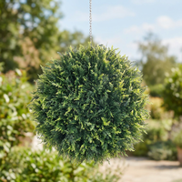 Boule de cyprès artificielle en plastique avec chaîne suspendue, résistante aux UV, écologique, durable, ignifuge, hauteur personnalisable