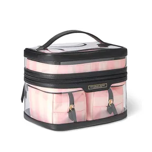 Nylon PVC Kosmetik tasche Beutel Taschen Taschen Aufbewahrung sbox benutzer definierte Make-up Organizer mit Griff