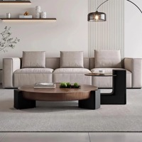 Ensemble table basse ronde moderne en bois massif MDF Mobilier design simple style bois pour bureau ou chambre à coucher salon Tables centrales