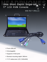 Console KVM LCD 1U ultra-compacte 17 pouces à rail unique pour montage en rack, commutateur VGA pour serveur et centre de données