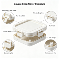 Couvre-gobelet carré personnalisé en plastique, composants étanches IPX8, sans BPA/conforme FDA, service de moulage par injection OEM ODM