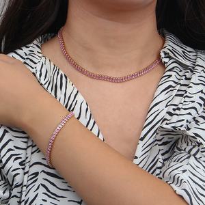 Dingran, venta al por mayor, última moda, collar de circón de tenis, pulsera, conjuntos de joyería de acero inoxidable, pulsera de circón - Product Image 4