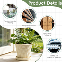 Pot de fleurs en plastique PP durable au design traditionnel avec trou de drainage pour plantes succulentes d'intérieur et usage domestique en jardinage