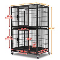 Cage à chien empilable à deux niveaux, solide et simple, compartiments indépendants, porte à verrouillage sécurisé, roulettes universelles, plateau amovible