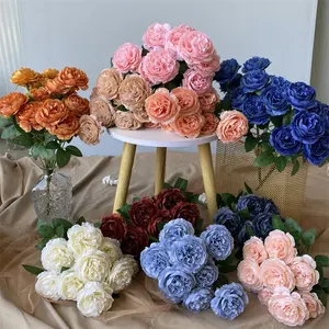 Bouquet de 9 pivoines en soie, fleurs artificielles en vrac pour arrangements de mariage - Product Image 5