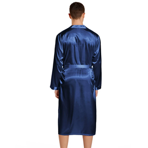 Batas de satén lisas y sexys de talla grande personalizadas, kimono largo, ropa de dormir, camisón, ropa de dormir para <span class=keywords><strong>hombre</strong></span>, albornoz para <span class=keywords><strong>hombre</strong></span> - Product Image 2