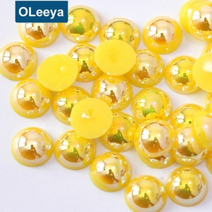 Perles en plastique non thermocollantes, strass à dos plat 3mm blanc AB, perles demi-rondes en ABS imitation perle pour décoration DIY - Product Image 6
